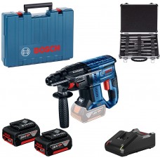 BOSCH Profesionální sada: GBH 180-LI + 11dílná sada vrtáků SDS plus + 2× GBA 18V 4.0Ah 0615990M33