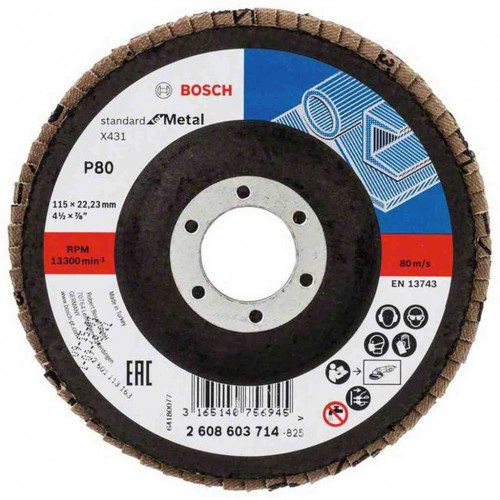 BOSCH Lamelový brusný kotouč X431, Standard for Metal, 115 mm, 22,23 mm, 80 2608603714