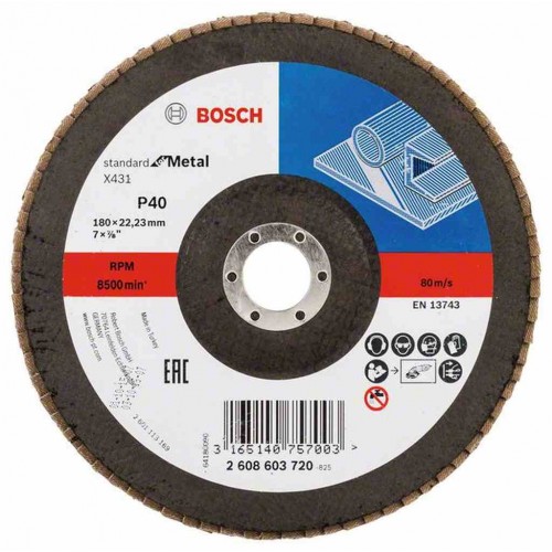 BOSCH Lamelový brusný kotouč X431, Standard for Metal, 180 mm, 22,23 mm, 40 2608603720