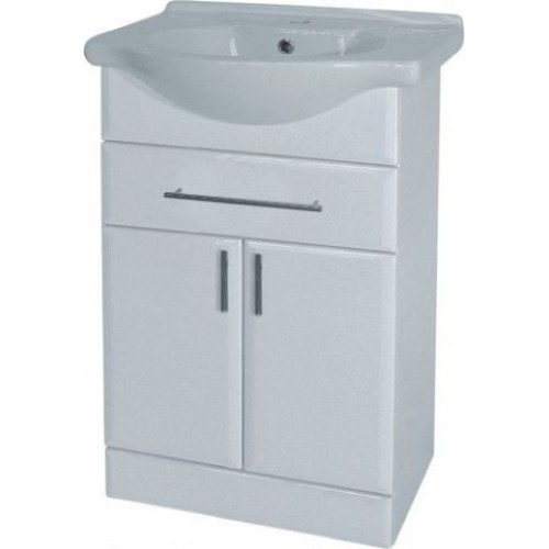 Intedoor Ideal spodní koupelnová skříňka na soklu s keramickým umy. bílý lesk ID55