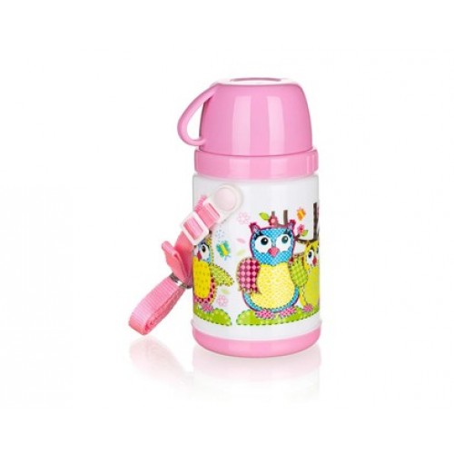 BANQUET OWLS Termoláhev s hrnkem Pink 320 ml 12638000P