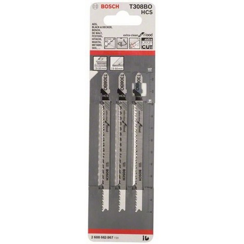 BOSCH Pilový plátek do kmitací pily T 308 B, 117 mm, 3ks 2608663750