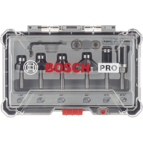 BOSCH Sada fréz s 1/4" vřetenem Trim&Edging, 6 ks 2607017470