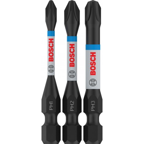 BOSCH Bit PRO PH Impact, PH1 × 55, PH2 × 55, PH3 × 55 mm, 3 ks 2608522491