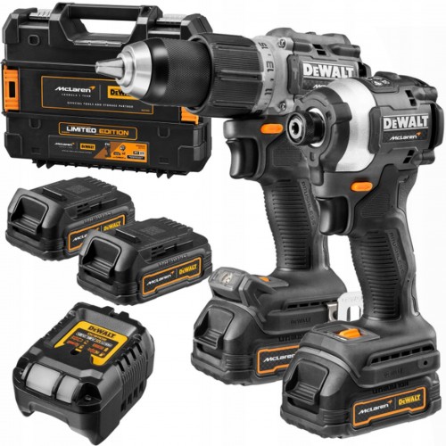 DeWALT DCK200ME2GT Aku kombo sada McLaren (DCD85M+DCF85M+18V/2x1,7 Ah) kufr Tstak