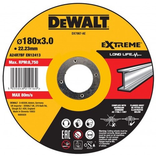 DeWALT DX7967 Řezný kotouč na kov 180x22,2 mm, vypouklý