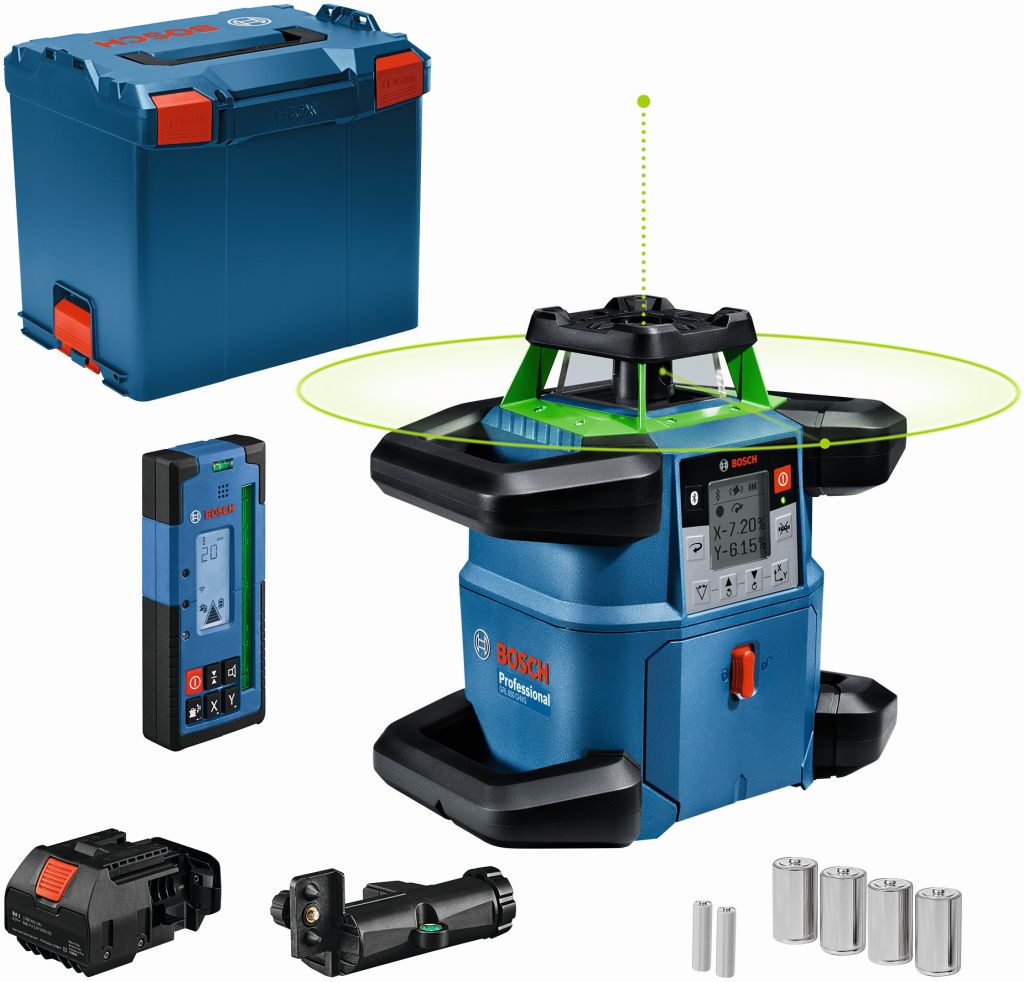 BOSCH GRL 650 CHVG PROFESSIONAL Rotační laser, L-BOXX 4× aku (LR20), laserový přijímač LR 65 G 0601061V01