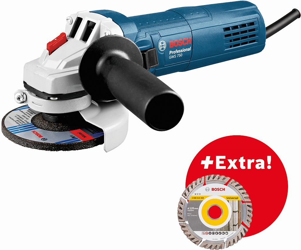 BOSCH GWS 750-125 PROFESSIONAL Úhlová bruska + 1x diamantový kotouč v kartonové krabici 060139400D