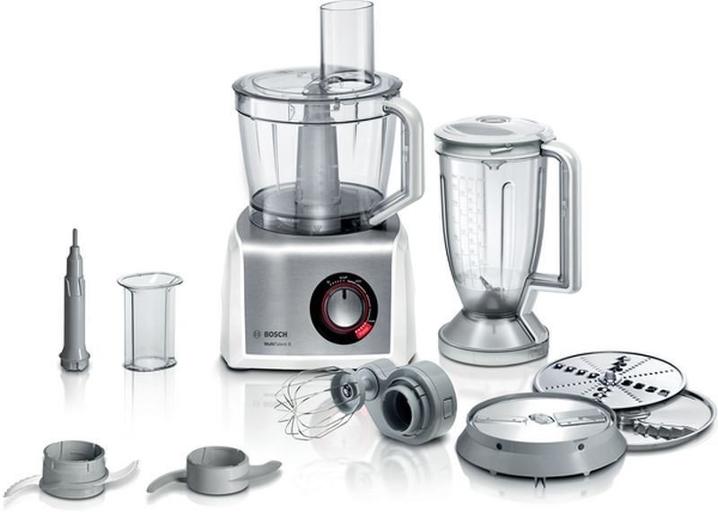 Bosch Food processor, MultiTalent 8, 1250 W, bílá, Brushed stainless steel MC812S814