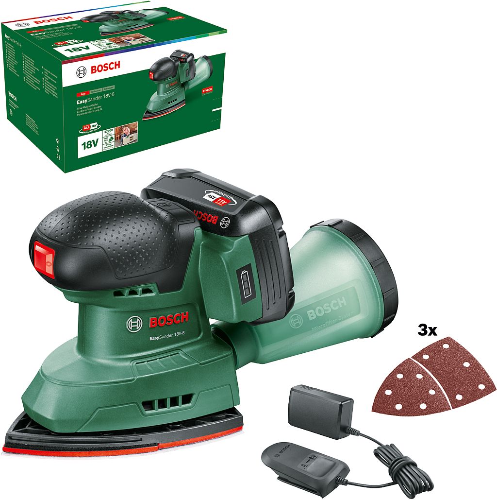 BOSCH EasySander 18V-8 Akumulátorová multibruska, 1x2,0 Ah 06033E3002