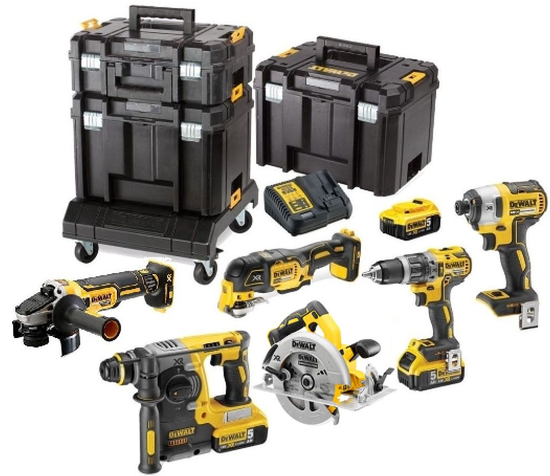 DeWALT DCK685P3T DCD796+DCF887+DCH273+DCG405+DCS570+DCS355+(18V/3x5,0Ah)+3x Tstak